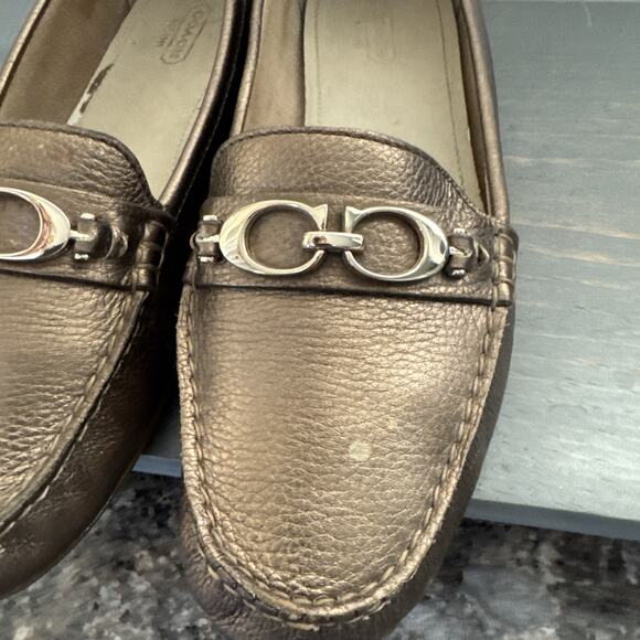 Coach Woman’s Shoes Fortunata Slip On Leather Loafers Size 9.5 B Gold/Bronze - Picture 3 of 16